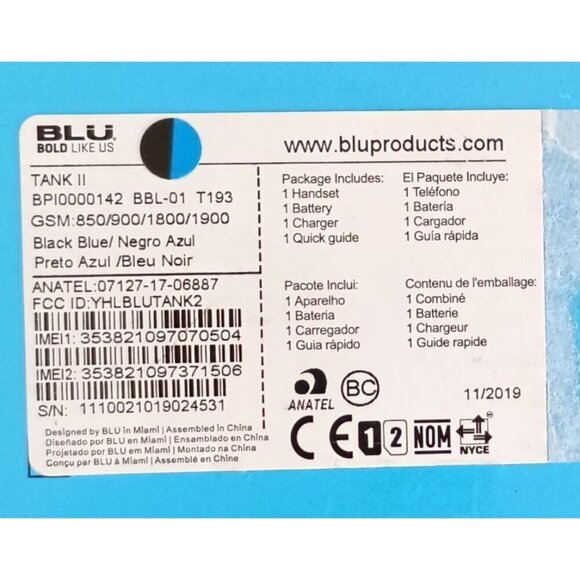 BLU Tank II | T193 Blue New Open Box - Picture 7 of 7